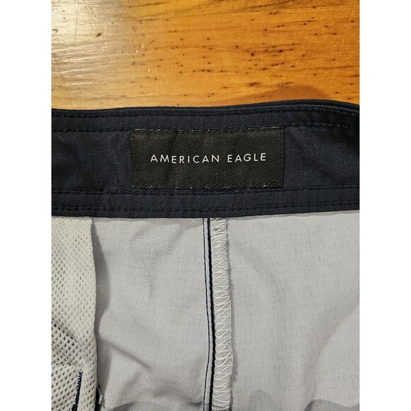 American Eagle Shorts Men Swimwear Size M Blue Stripe Board Shorts Striped - Picture 5 of 9